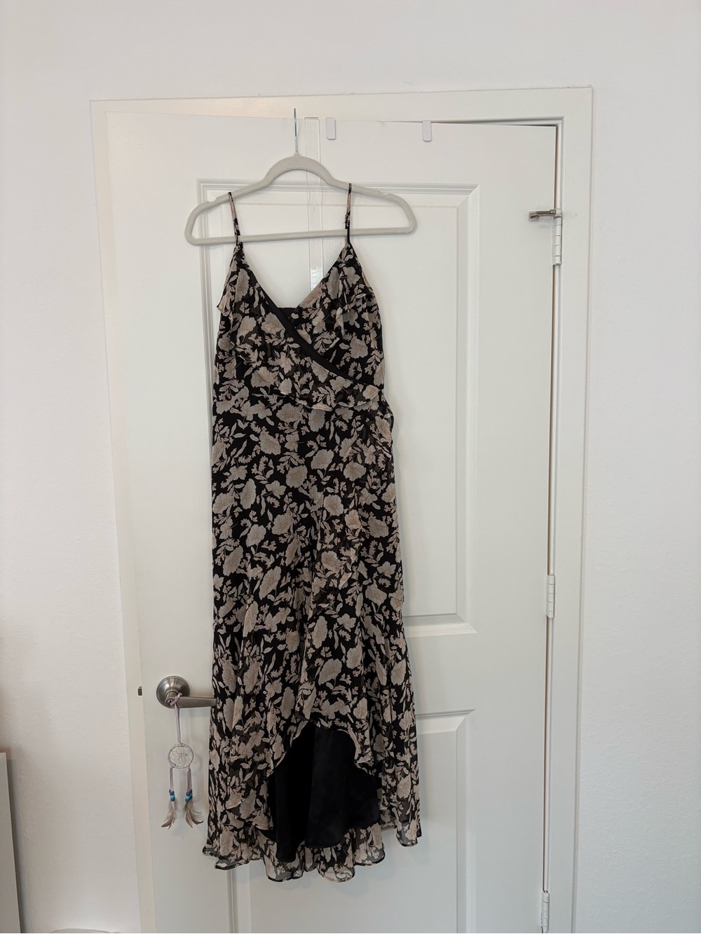 Express Black Floral Dress with Ruffled Hem